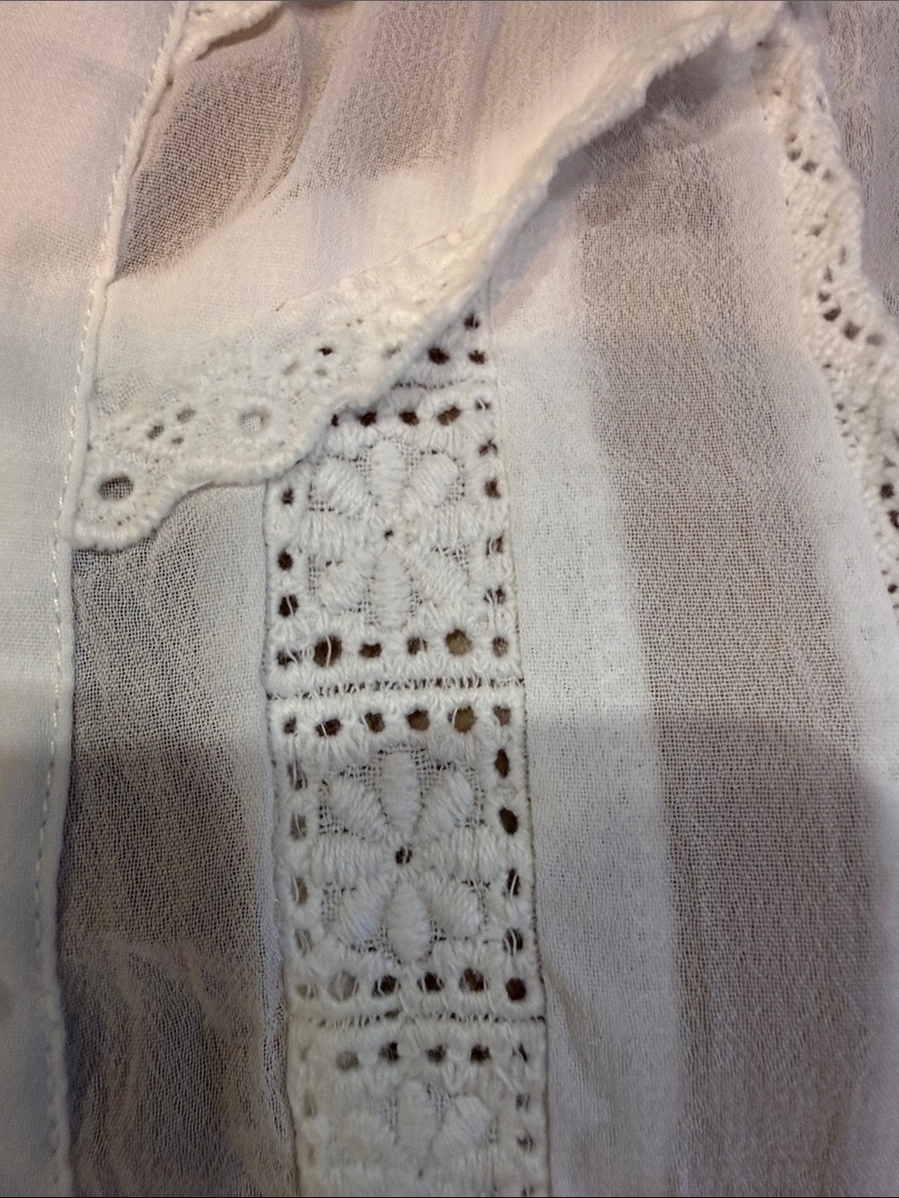 NY Collection White Ruffled Eyelet Button-Front Blouse - Picture 8 of 16
